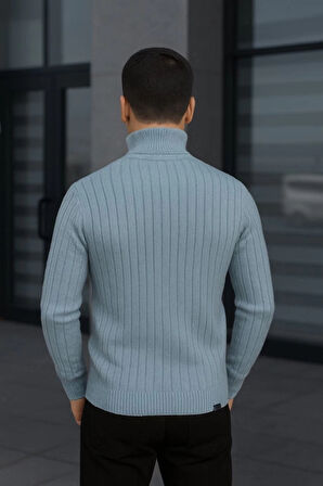 Erkek Balıkcı Yaka Bağazlı Triko Kazak Pamuklu Kalın Fitilli Dokuma, Regular Fit Uzun Kollu Kışlık odel  Bebe avisi