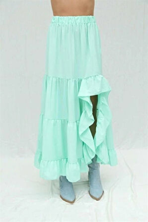 Audrey Fıfrlı Yırtmaç Detay Etek 4037