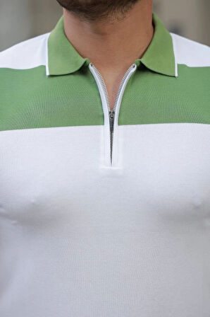 Erkek Fermuar Yakalı Kısa Kollu Tişört