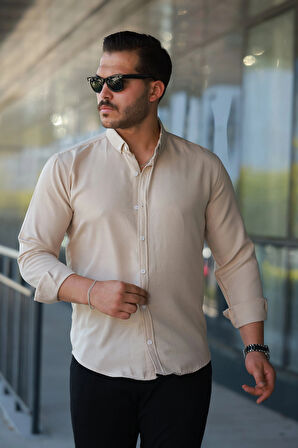 Erkek Uzun Kollu Regular ofya Keten Gömlek