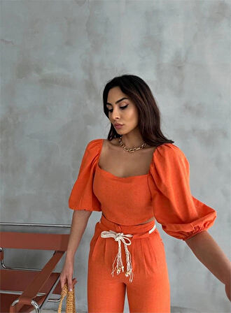 KETEN CROP KARPUZ KO BUZPANTOON HAIR KEERİ  Orange