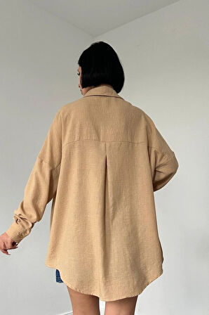 Bej Taş İşlemeli Gömlek