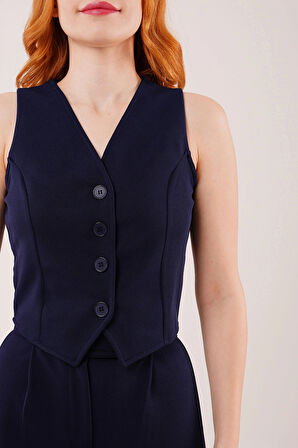 Önü Düğmeli acivert Yelek