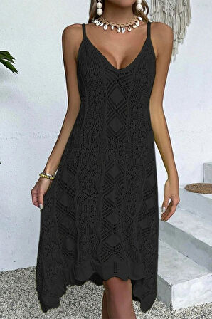 Kadın Ince Askılı Triko Elbise