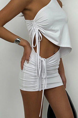 Asansörlü Tek Omuz Asimetrik Bluz