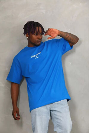 Unisex Oversize Baskılı Bisiklet Yaka Thirt  avi