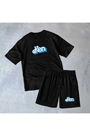 Erkek Baskılı İkili Şort Takım  iyah