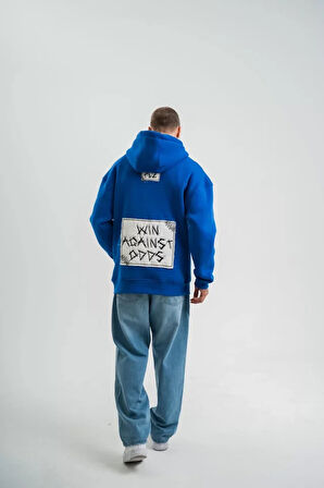 Unisex Kapşonlu Uzun Kol Patchli Nakışlı weathirt  avi