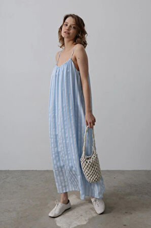 Askılı Çizgi Desen Elbise  Bebe avisi