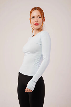 Uzun Kollu Basic Bebe Mavisi Bluz