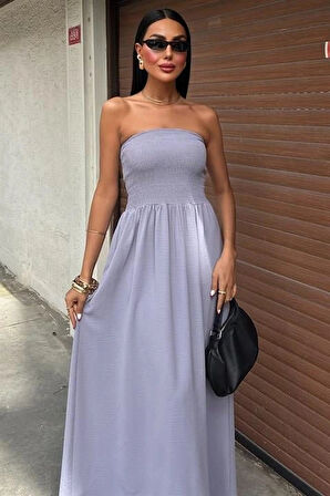 Göğsü Gipeli traplez Elbise 2878