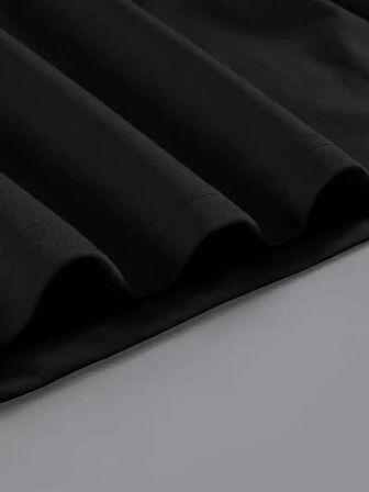 Baskılı Oversize Bisiklet Yaka Tshirt  iyah