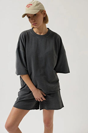 Oversize azer Kesim Bisiklet Yaka Thirt