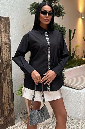 Önü Şerit Taşlı Gömlek 3448