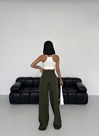 Üç Düğme Detayli Palazzo Pantolon