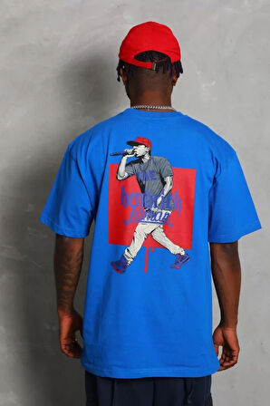 Unisex Oversize Baskılı Bisiklet Yaka Thirt  avi