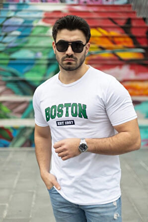 Erkek Boston Baskılı Süprem Tshirt