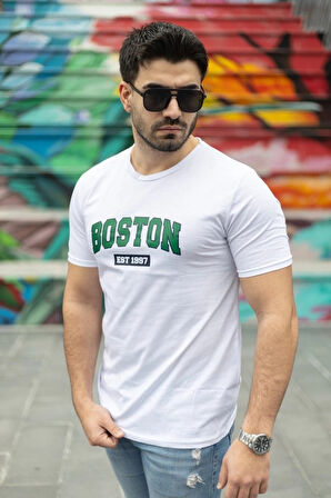 Erkek Boston Baskılı Süprem Tshirt