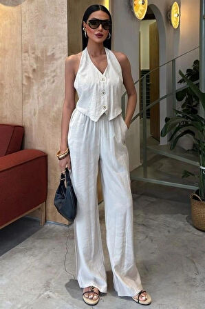 Halter Yaka Yelekli odal Takım 10144