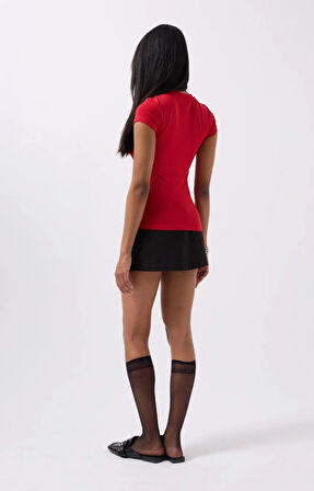 Nakış Detay Baskılı Crop Thirt