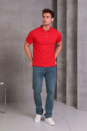 Erkek Slim Fit Pamuklu Yumuşak Doku Nefes Alan Kumaş Yakalı Tişört
