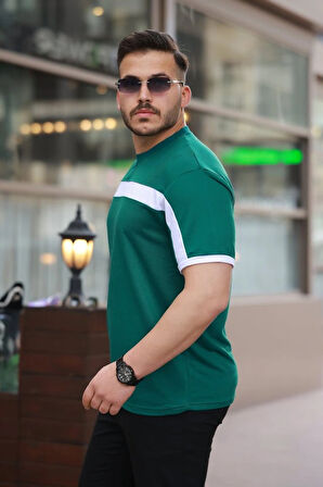 Erkek şerit Detaylı Kısa Kollu Tshirt