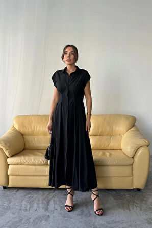 KOLUZ VATKALI ÖNDEN DÜĞELİBEL PEN DETAYLI POPLİN ELBİE  iyah