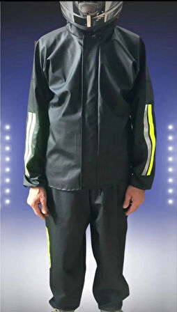 Unisex Tam Kalıp otorcu Kurye Su Gecirmez Yağmurluk Takım  Siyah