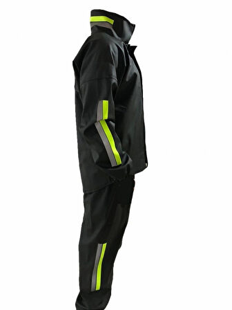 Unisex Tam Kalıp otorcu Kurye Su Gecirmez Yağmurluk Takım  Siyah