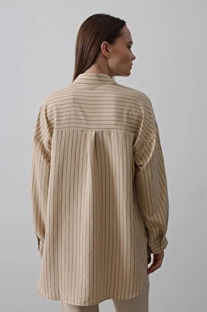 Çizgili Tek Cep Gömlek  Taş