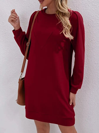 Kadın Uzun Kollu Bisiklet Yaka Iki Iplik Elbise