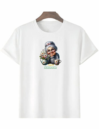Anneler Gününe Özel Tasarım Canım Annem Baskılı Tshirt  Beyaz