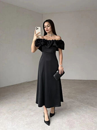 iyah Omuz Büzgülü aten Elbise