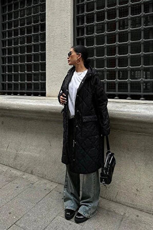 Fermuar Ve Kapşonlu Uzun Kapitone ont 7062