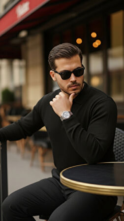 Erkek Selanik örme Yakalı Uzun Kollu Triko