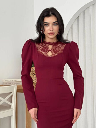 Port Dantel Detay Elbise