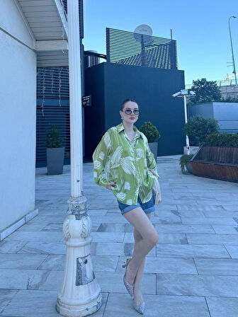 Kadın Uzun Kollu Dijital Baskılı alaş aten Gömlek