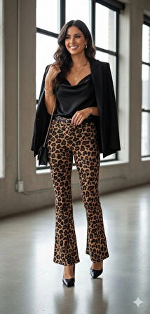 Kadın Yüksek Bel Krep Kumaş Bol Paça Pantolon