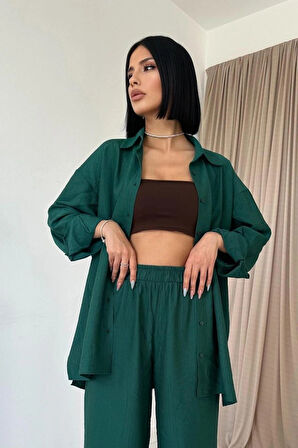 Zümrüt Alice Gömlek Ve Bol Kesim Pantolon Takım