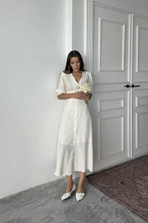 Sarı Arka Ve Bel Ucu Gipeli Elbise