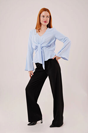 Ön Bağlamalı Volan Kol Bebe avisi Bluz