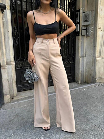 PANTOLON KAPALI CEP DETAYLI ALAŞ PANTOLON  Bej