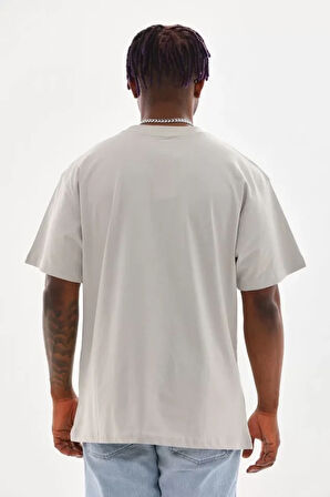 Unisex Baskılı Oversize Thirt  Gri