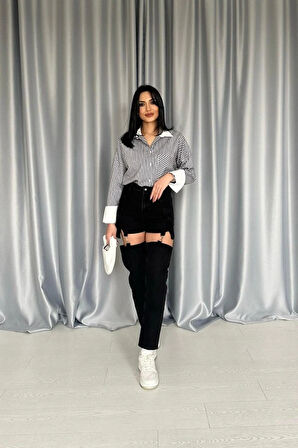 iyah Askılı İki Parça Jeans Pantolon