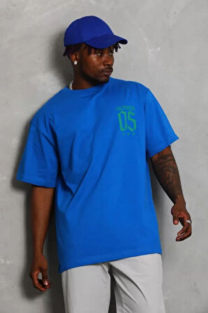 Unisex Oversize Baskılı Bisiklet Yaka Thirt  avi