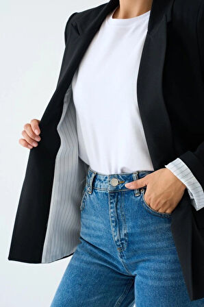 Astarı Çizgili Ceket  iyah