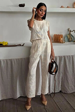 halina üzüne Nakışlı Crop Takım 979608