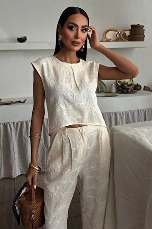 halina üzüne Nakışlı Crop Takım 979608