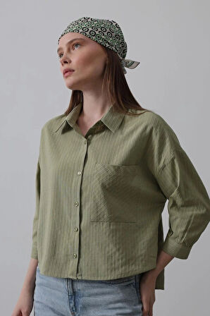 Cepli Kısa Kesim Gömlek  Haki