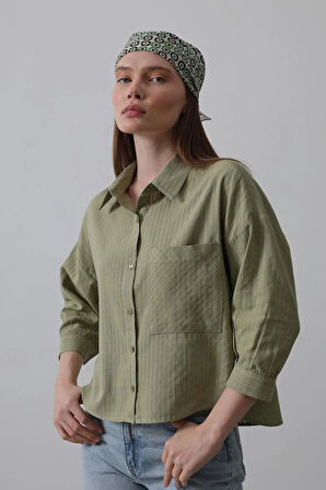 Cepli Kısa Kesim Gömlek  Haki